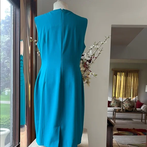 NWOT Calvin Klein Elegant Blue Sleeveless Dress - Picture 3 of 16